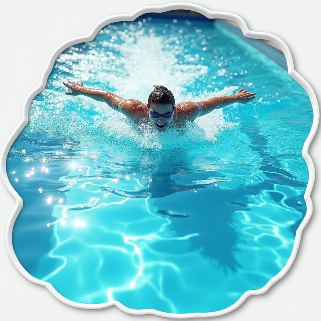 3D rendered swimmer doing a lap in a realistic swimming pool