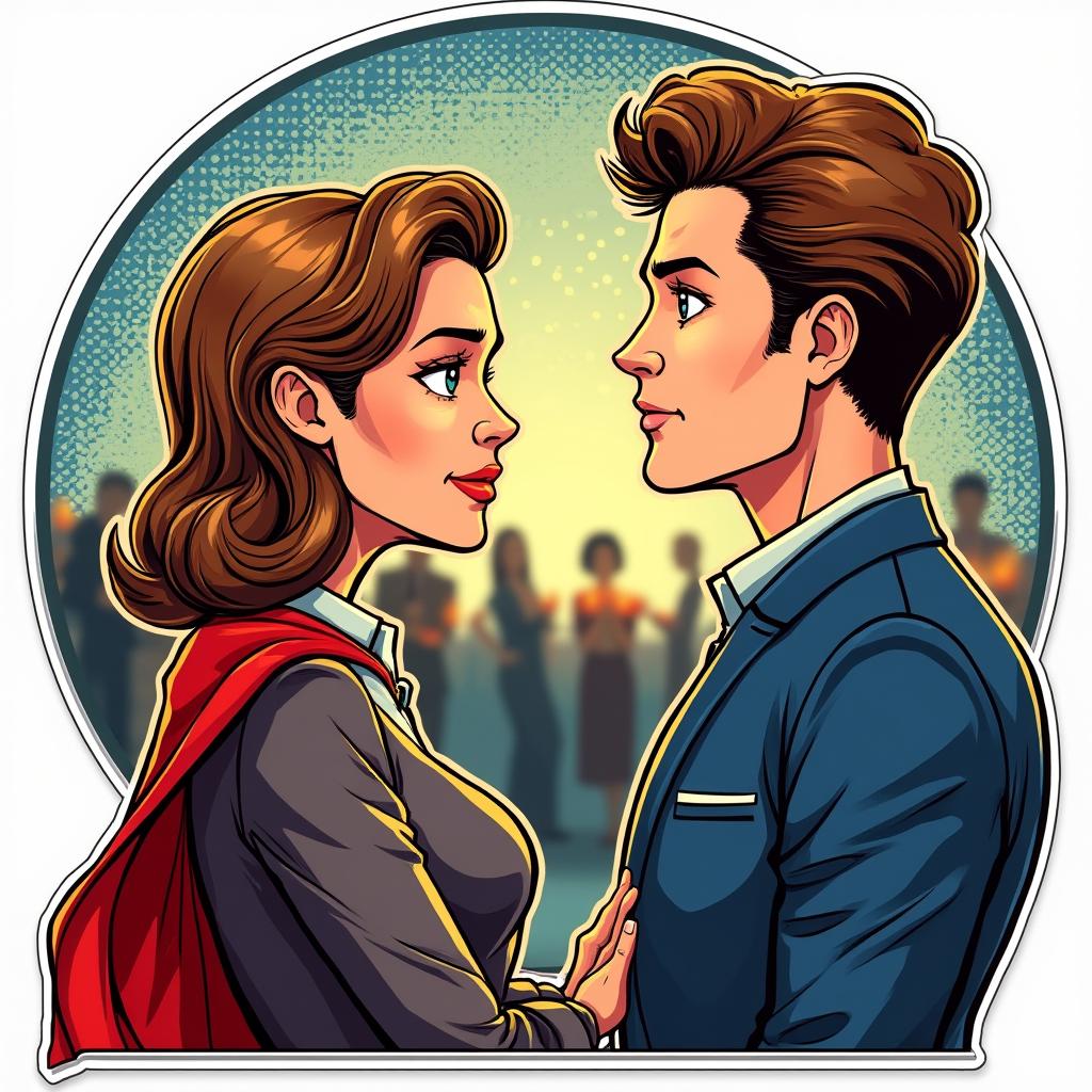 Comic book style distracted boyfriend admiring a party scene while girlfriend looks annoyed