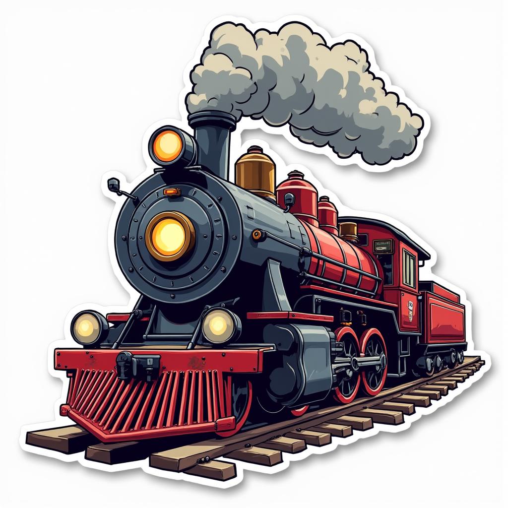 Retro styled pop culture train racing with a dynamic motion effect