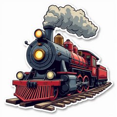 Retro styled pop culture train racing with a dynamic motion effect