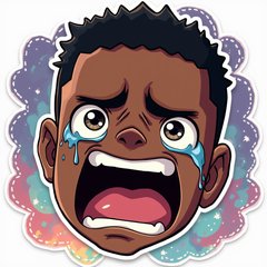 Anime-style crying Jordan face with dramatic tears and swirling colors