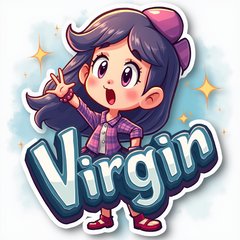 3D rendered character shocked next to a label saying Virgin