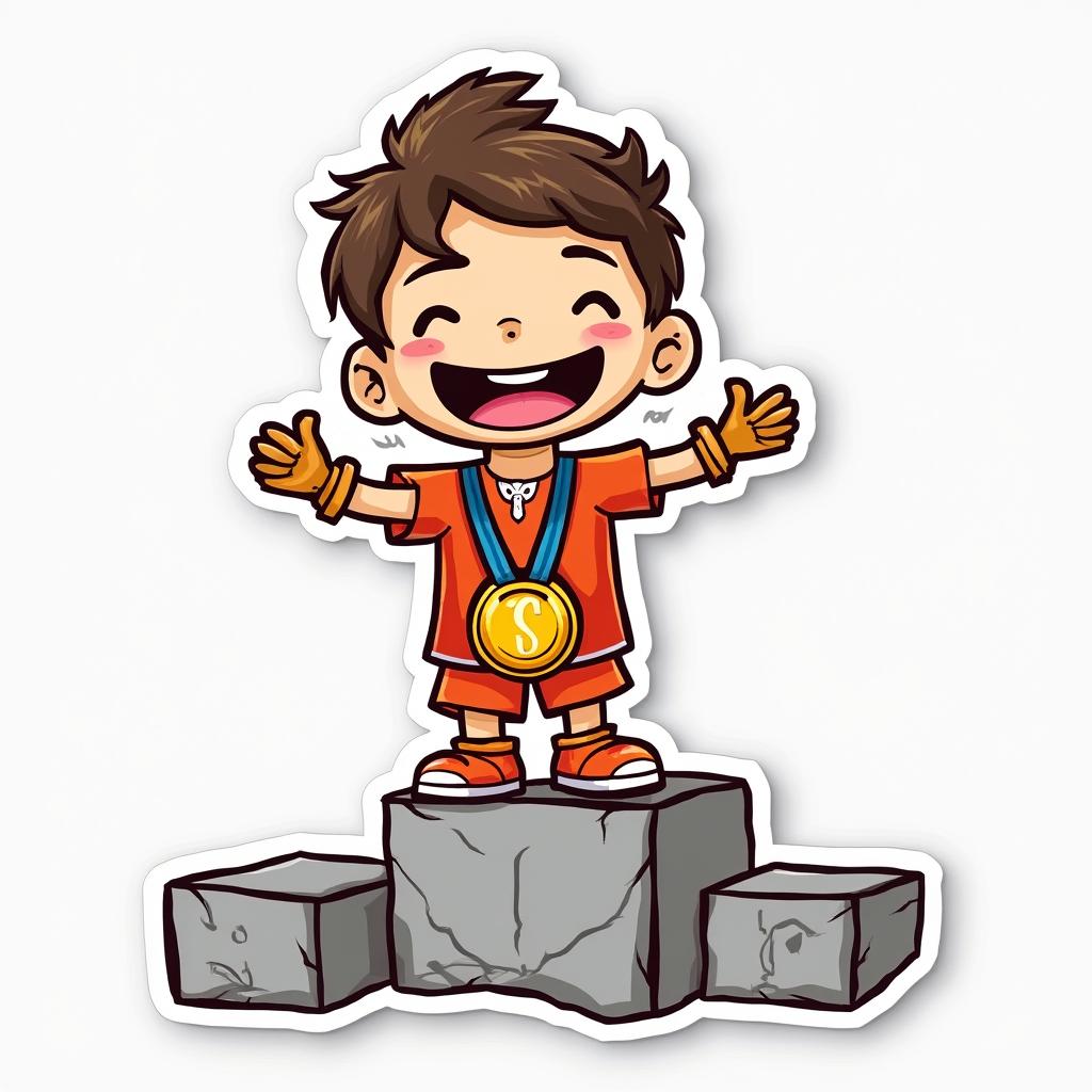 Doodle of Gigachad on a podium with a gold medal
