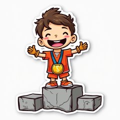 Doodle of Gigachad on a podium with a gold medal