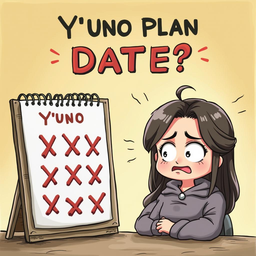 Cartoon 'Y U NO' character disappointed by empty date calendar