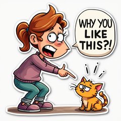 woman-yelling-at-cat sticker preview