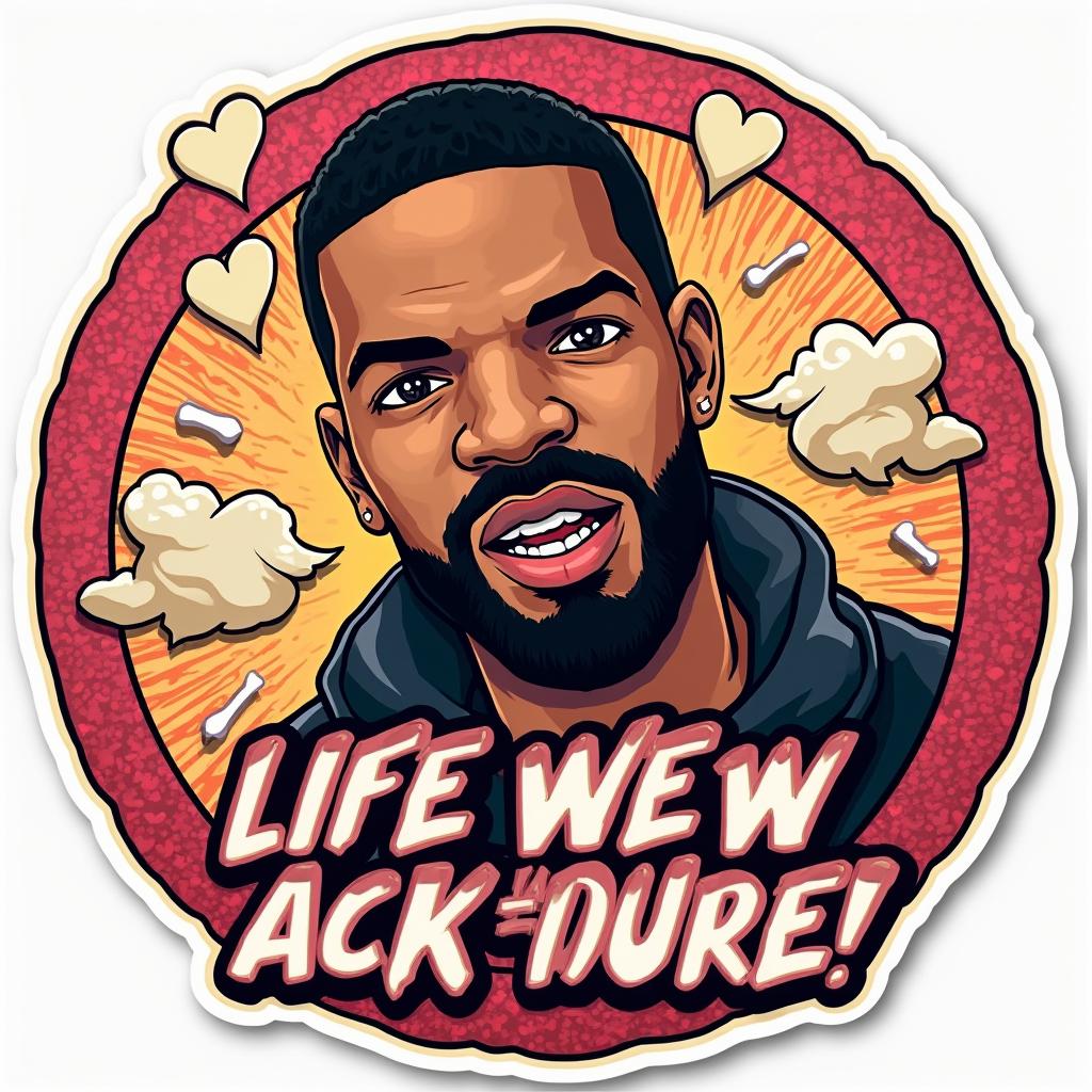 Comic book style sticker of Drake dramatically declaring love with bold text.