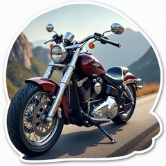 3D rendered shiny motorcycle on a winding mountain road