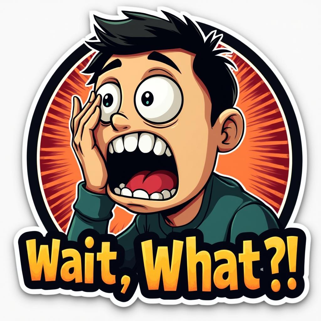 Meme shocked face with hand on forehead and text 'Wait, What?!'