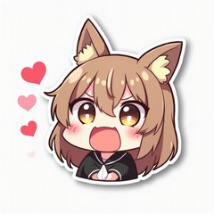 Chibi shocked character with big eyes and heart icons