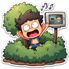 Cartoon character jumping out with surprise, showing Rick Astley video