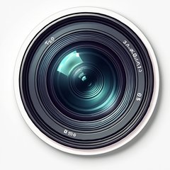 3D rendered camera lens zooming in with motion lines