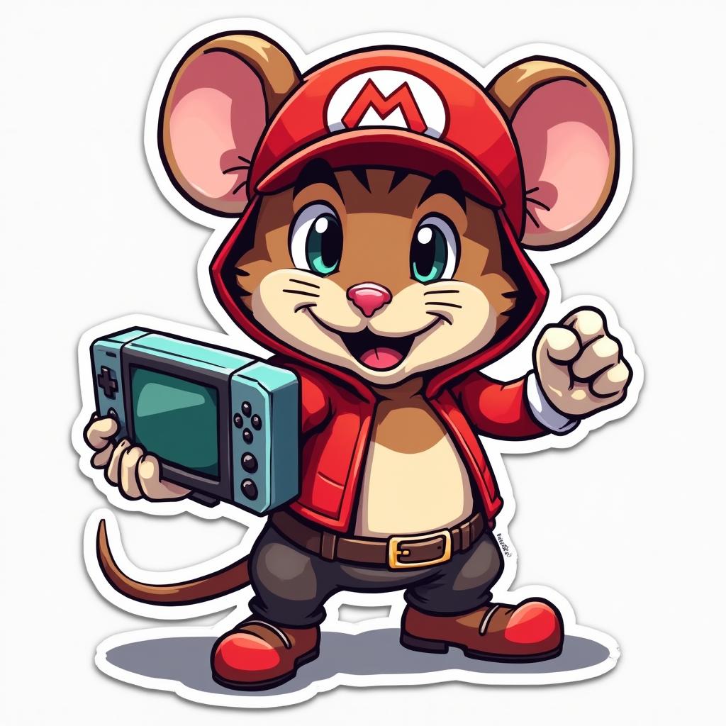 Pop culture mouse dressed as a video game character striking a pose