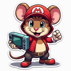 Pop culture mouse dressed as a video game character striking a pose