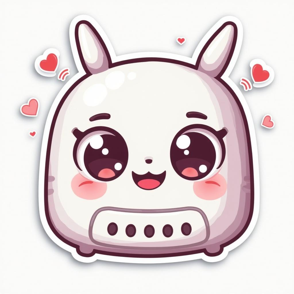 Kawaii router with big eyes and hearts, symbolizing connection