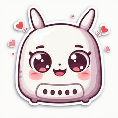 Kawaii router with big eyes and hearts, symbolizing connection