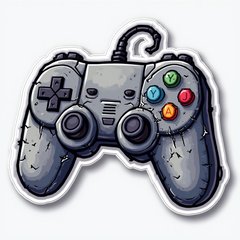 Pixel art game controller with distressed face and pixelated tears