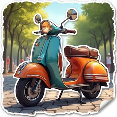 3D rendered stylish scooter parked in a sunny park