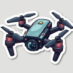 Pop culture drone taking pictures with a bright camera flash