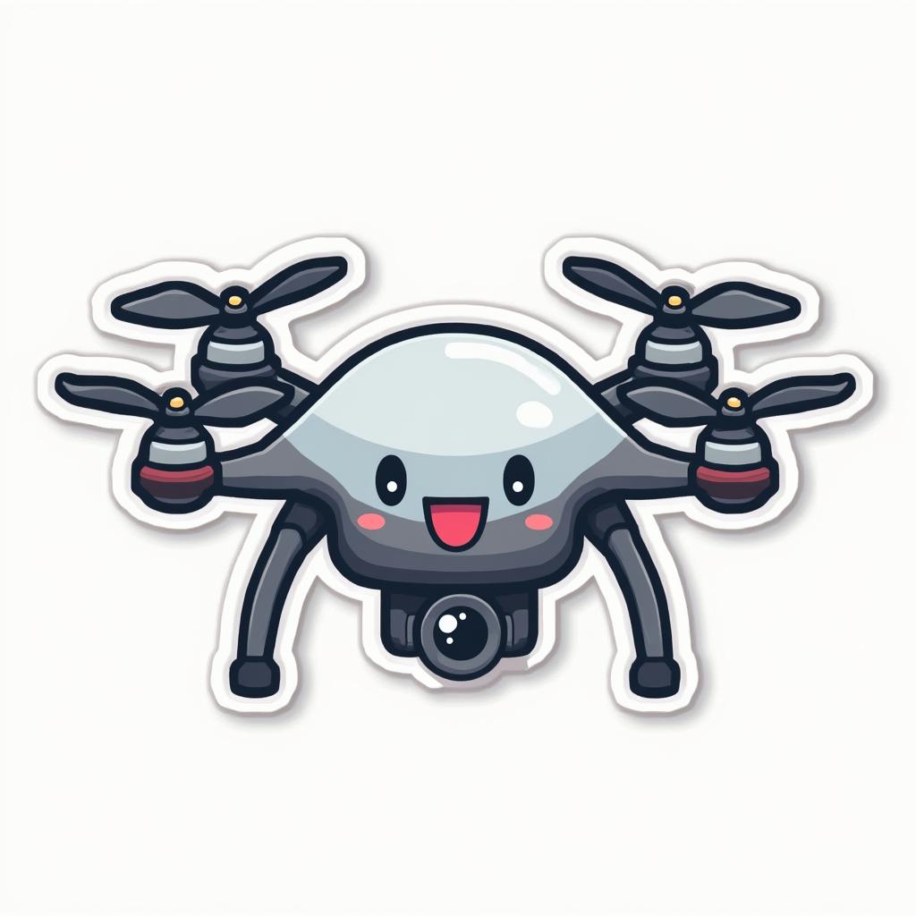 Emoji-style drone with a camera and happy face