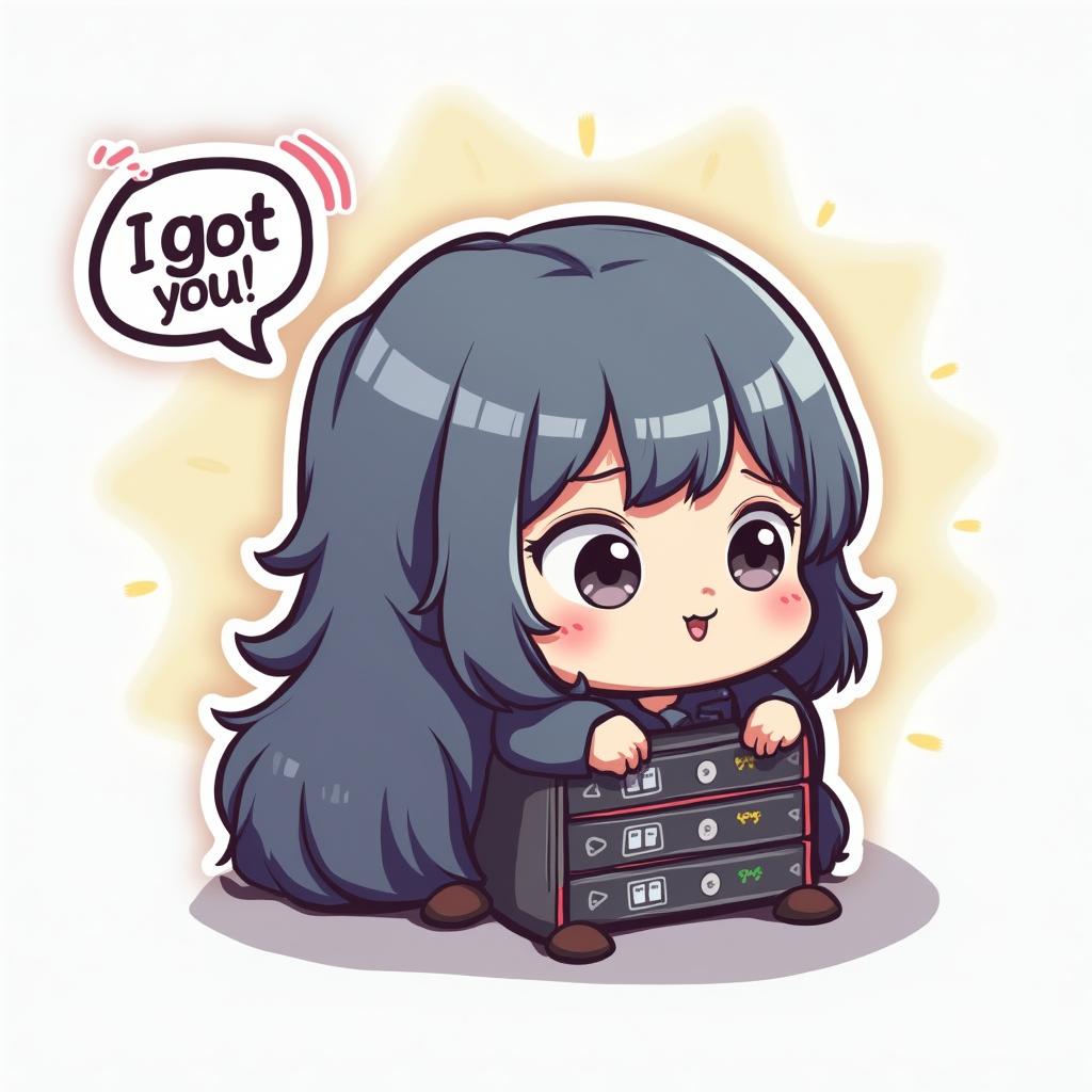 Chibi server hugging a user icon with 'I got you!' text