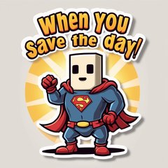 Meme USB stick with text 'When you save the day!'