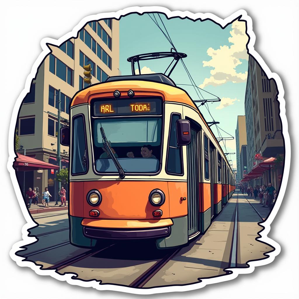 Meme-style tram with sunglasses cruising with text 'Chillin' on Tracks'