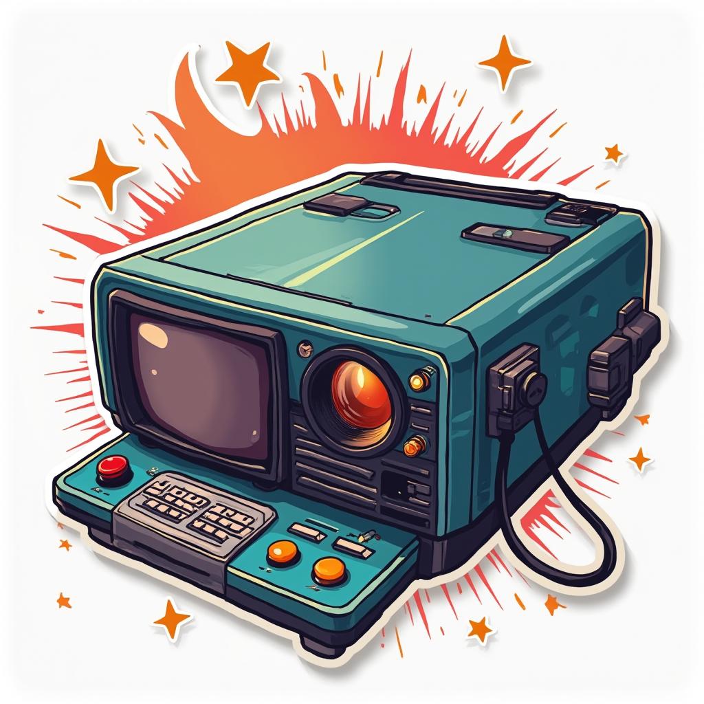 Pop culture projector displaying a retro gaming moment with nostalgic vibes