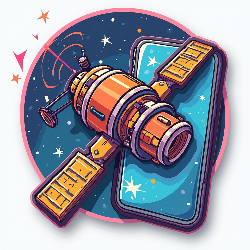 Pop culture satellite sending signals to a smartphone