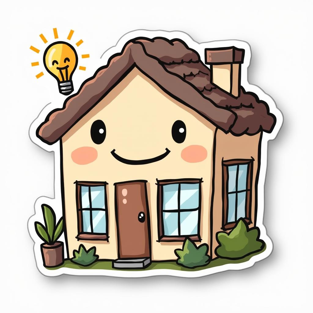 Emoji-style smart home with smiley face and cozy features