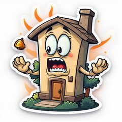 Meme-style smart home with wide eyes and alarm bells
