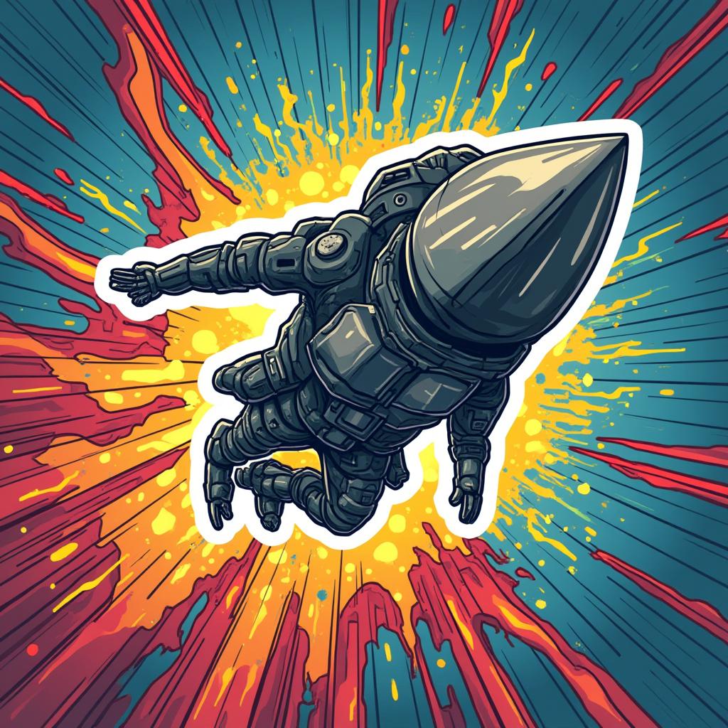 Comic book AI chip launching into the future with action lines