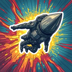 Comic book AI chip launching into the future with action lines