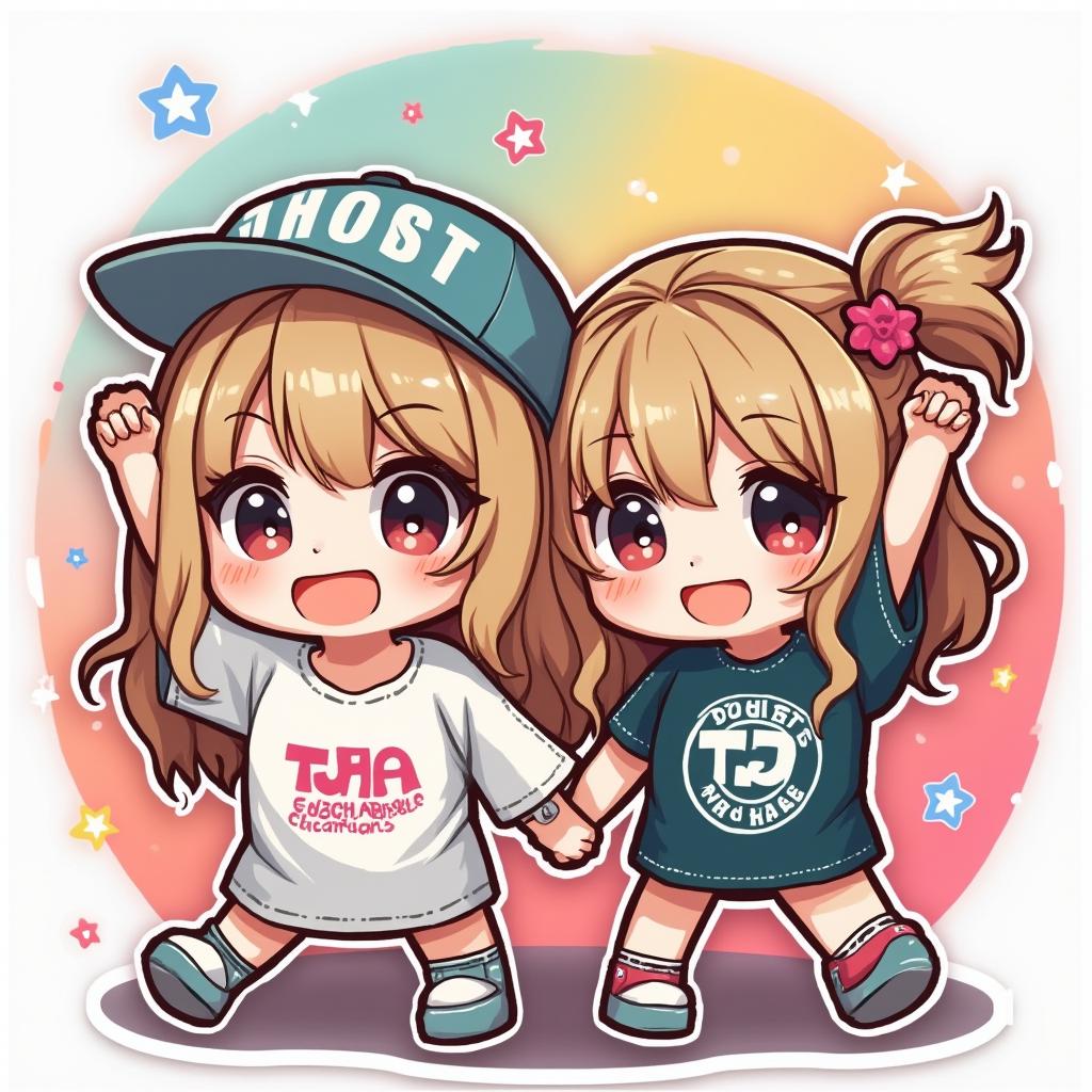 Kawaii fans with big eyes wearing Taylor Swift merchandise and cheering